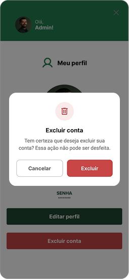 Confirmação de exclusão no aplicativo JBJ Buy